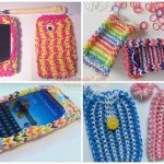 Weaving a crochet phone case from rubber bands with diagrams and videos