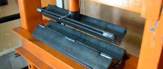The press can be used for various purposes: for pressing bearings or bending metal. The design will be similar in any case, the only difference is the size and working attachments 