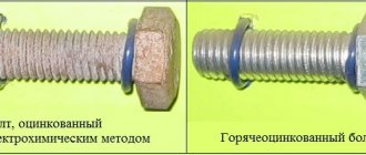 Test results of bolts with different galvanization in hydrochloric acid solution