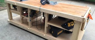 Workbench made of wooden elements
